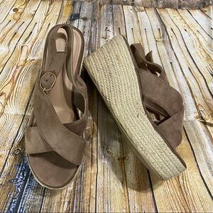 BF Betani Tan Wedge Espadrille Slingback Sandals Size 10